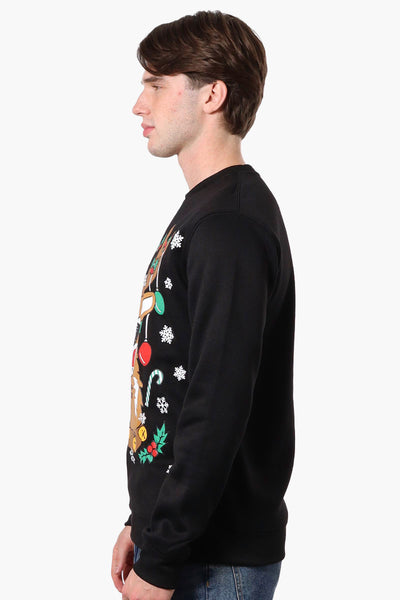 Ugly Christmas Sweater Reindeer Print Christmas Sweater - Black - Mens Christmas Sweaters - International Clothiers