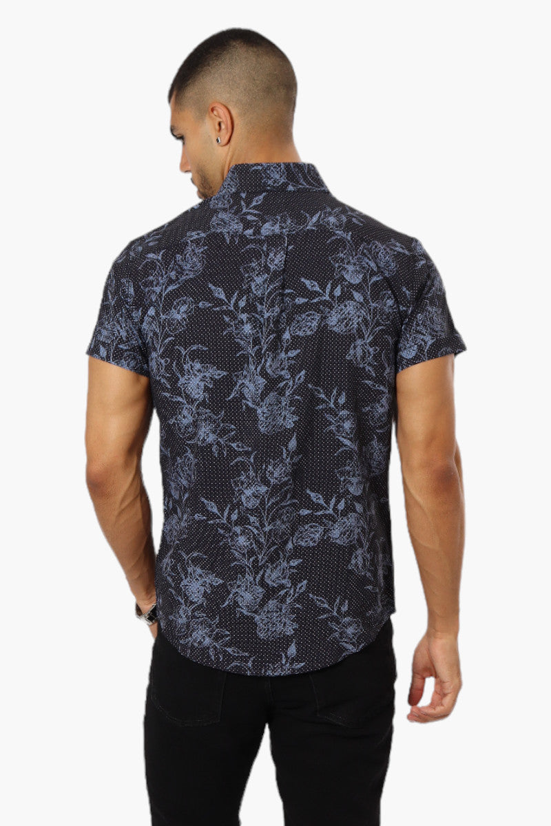 Jay Y. Ko Floral Short Sleeve Button Up Casual Shirt - Black - Mens Casual Shirts - International Clothiers