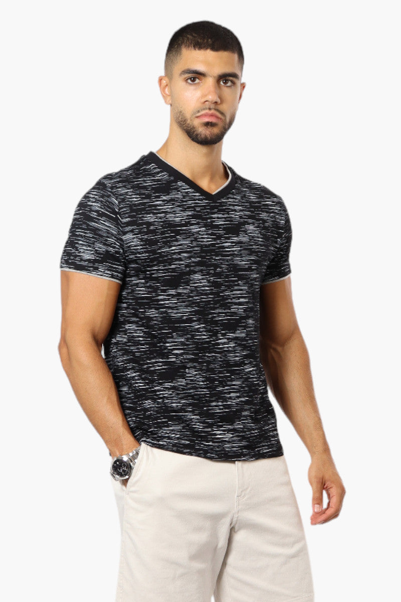 Urbanology Patterned V-Neck Tee - Black - Mens Tees & Tank Tops - International Clothiers