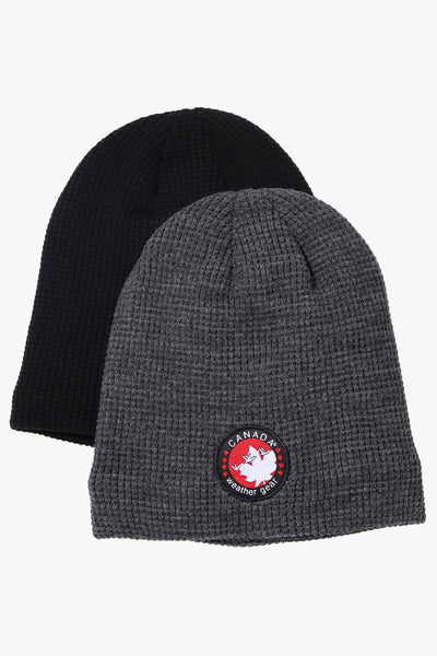 Canada Weather Gear 2 Pack Plush Lined Beanie Hat - Grey - Mens Hats - International Clothiers