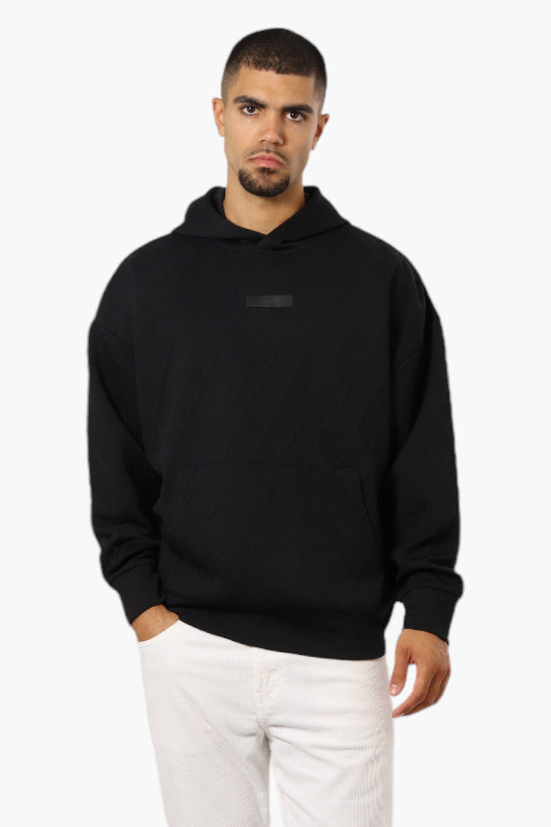 Essentials By Drill Clothing Diamond Jacquard Drop Shoulder Hoodie - Black - Mens Hoodies & Sweatshirts - International Clothiers