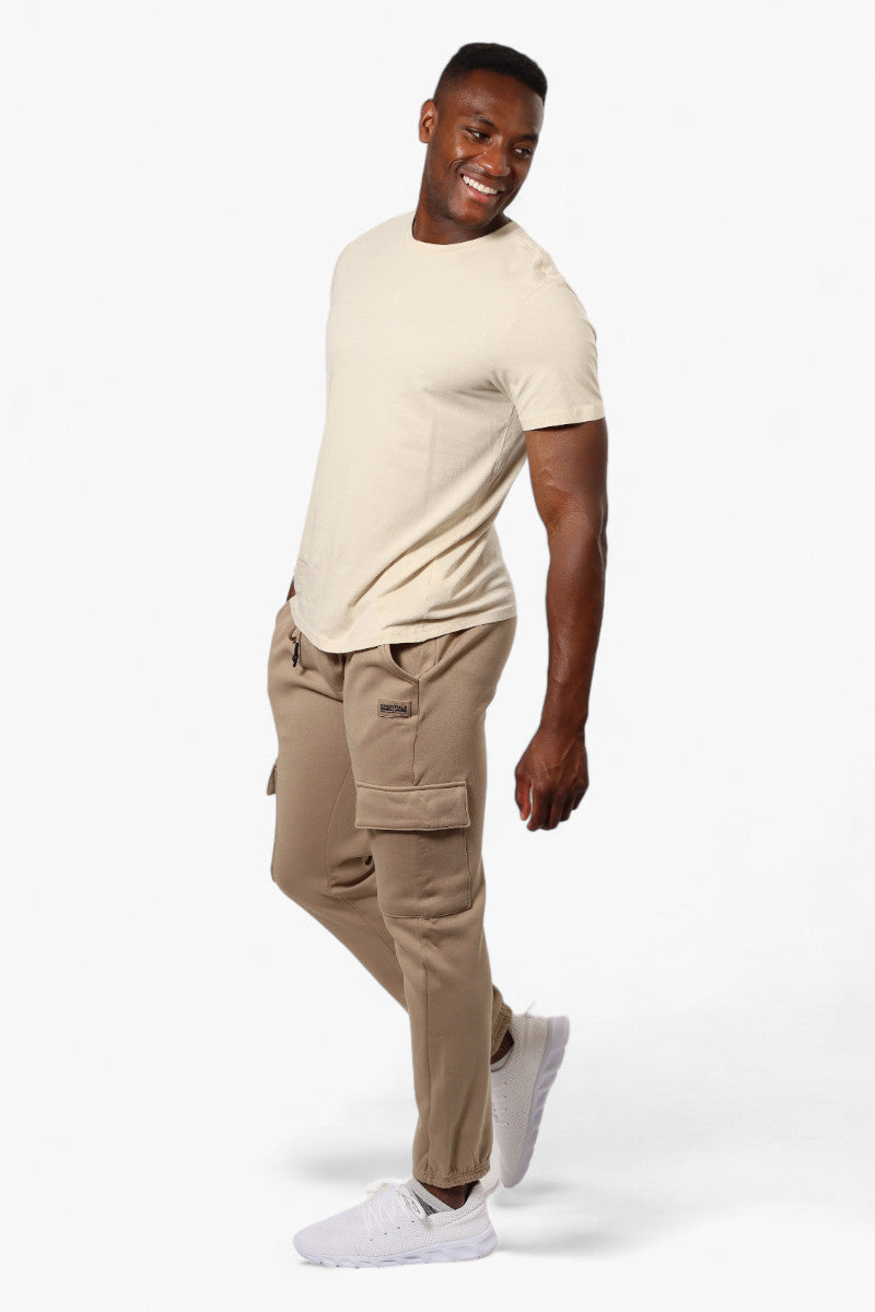 Essentials Solid Tie Waist Cargo Joggers - Beige - Mens Joggers & Sweatpants - International Clothiers