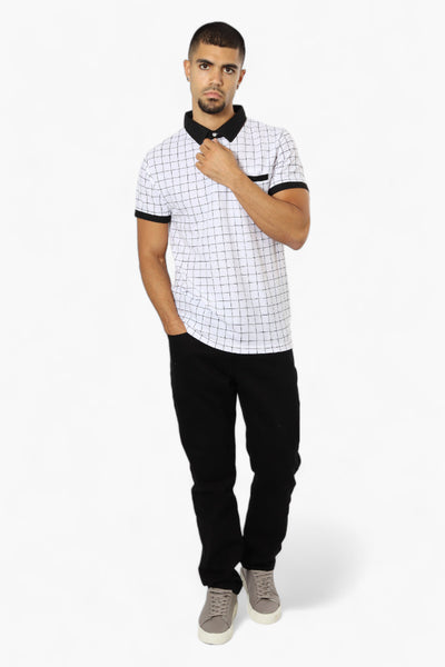 Jay Y. Ko Grid Pattern Polo Shirt - White - Mens Polo Shirts - International Clothiers