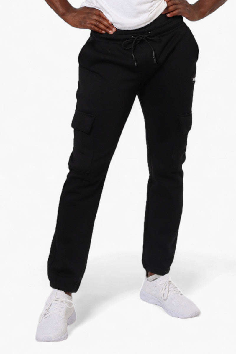 Essentials Solid Tie Waist Cargo Joggers - Black - Mens Joggers & Sweatpants - International Clothiers