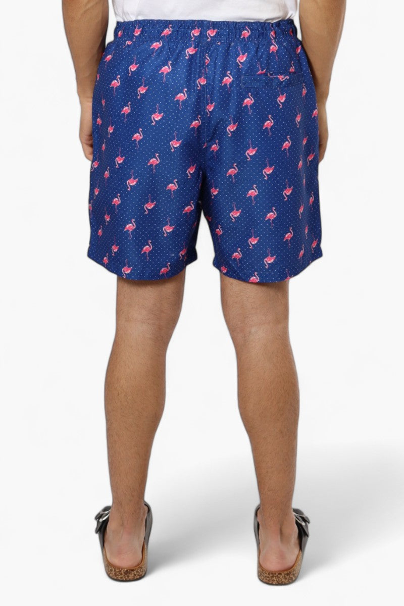 Boardsports Flamingo Pattern Tie Waist Shorts - Blue - Mens Shorts & Capris - International Clothiers