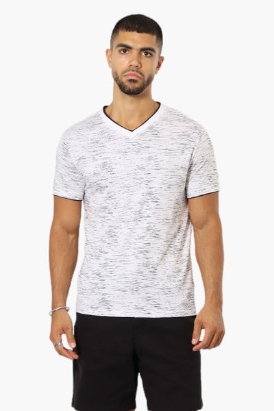 Urbanology Patterned V-Neck Tee - White - Mens Tees & Tank Tops - International Clothiers