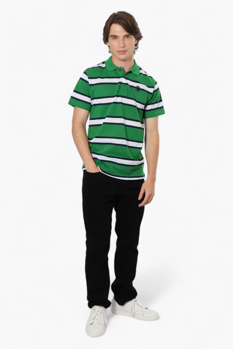 Vroom & Dreesman Striped Button Up Polo Shirt - Green - Mens Polo Shirts - International Clothiers