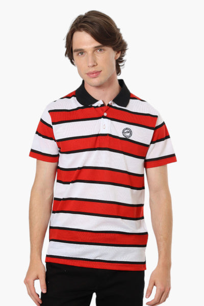 Canada Weather Gear Striped Button Up Polo Shirt - Red - Mens Polo Shirts - International Clothiers