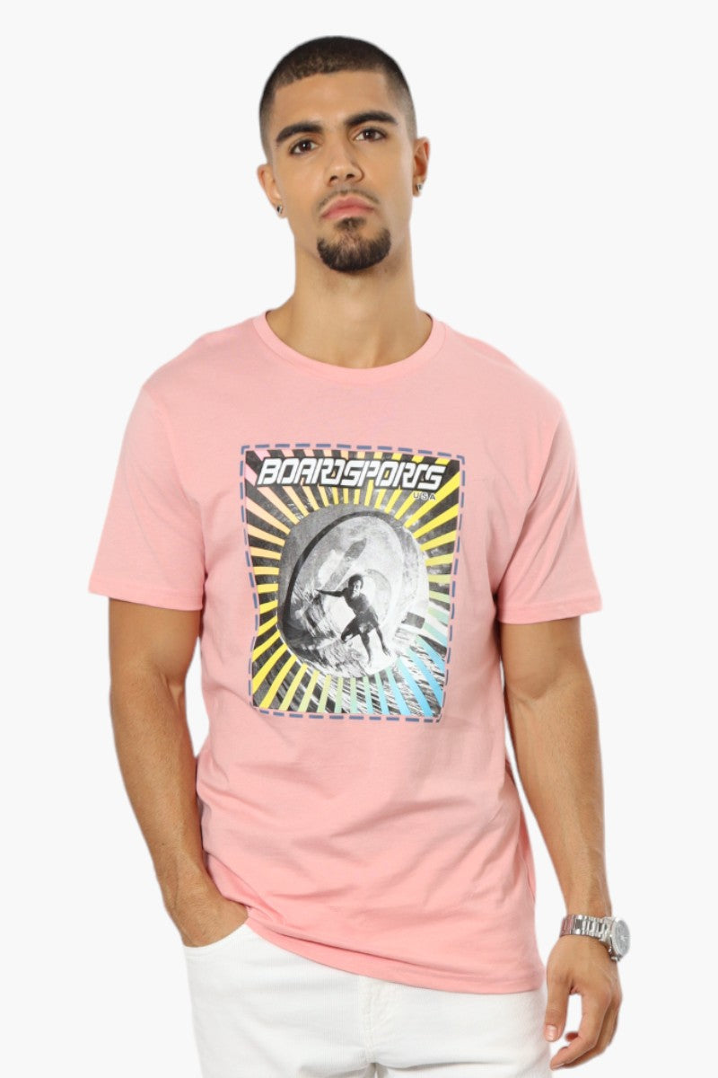 Boardsports Surfing Print Tee - Pink - Mens Tees & Tank Tops - International Clothiers