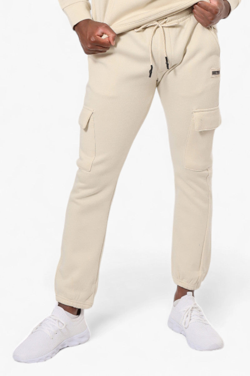 Essentials Solid Tie Waist Cargo Joggers - Cream - Mens Joggers & Sweatpants - International Clothiers