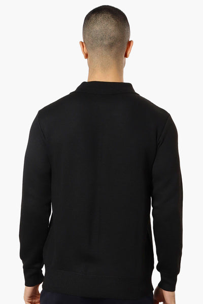 Jay Y. Ko Diamond Pattern Polo Pullover Sweater - Black - Mens Pullover Sweaters - International Clothiers