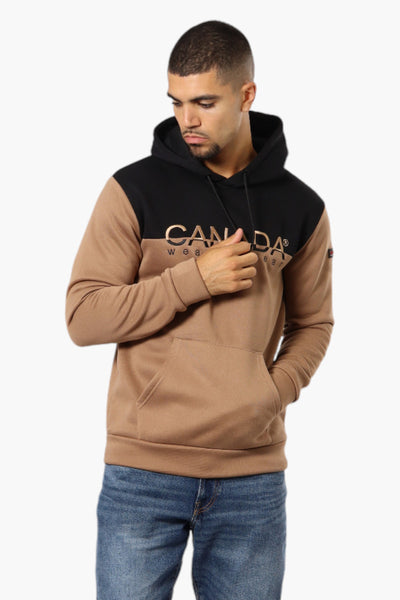 Canada Weather Gear Colour Block Embroidered Logo Hoodie - Camel - Mens Hoodies & Sweatshirts - International Clothiers