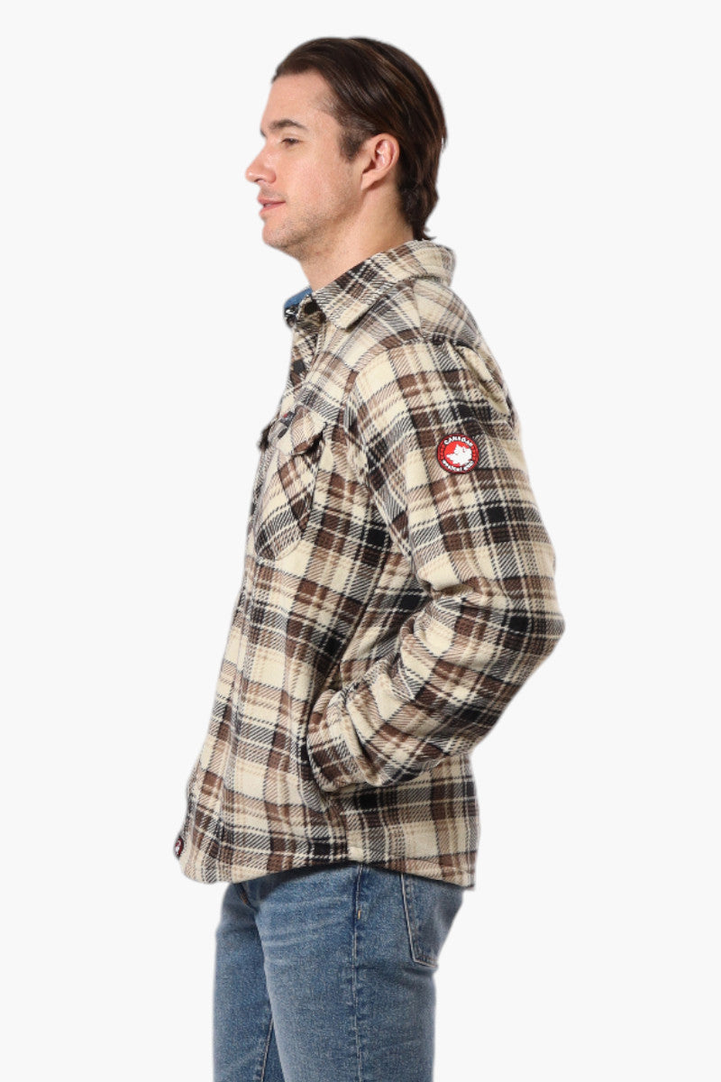 Canada Weather Gear Plaid Fleece Button Up Shacket - Beige - Mens Lightweight Jackets - International Clothiers