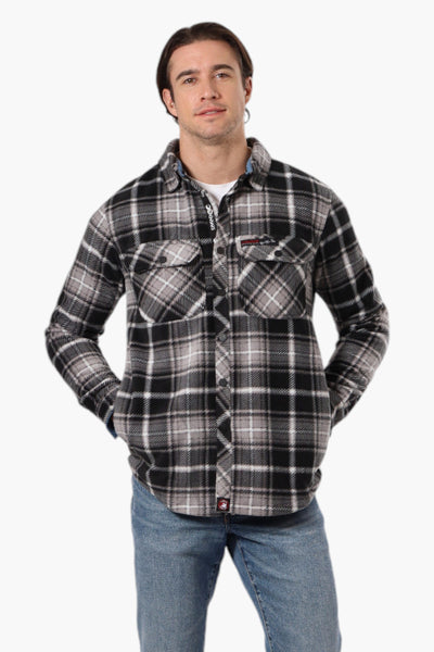 Canada Weather Gear Plaid Fleece Button Up Shacket - Black - Mens Lightweight Jackets - International Clothiers