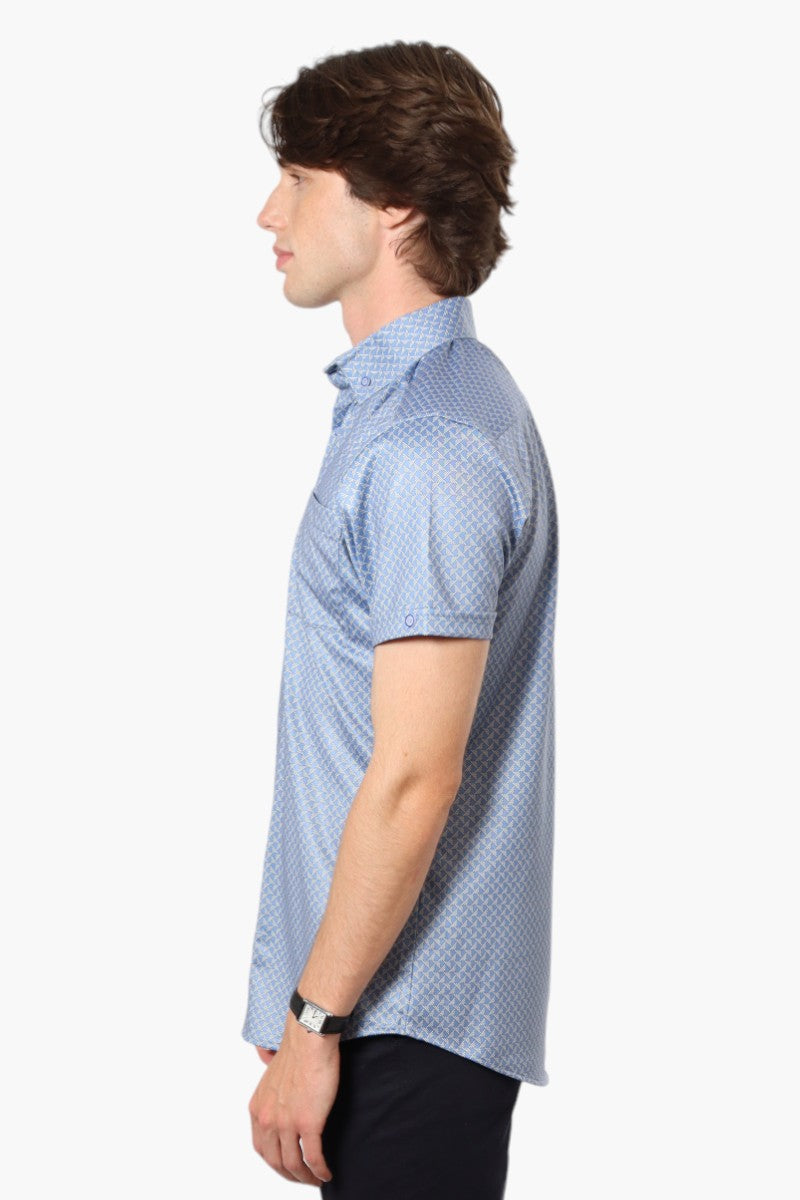 Jay Y. Ko Patterned Button Up Casual Shirt - Blue - Mens Casual Shirts - International Clothiers