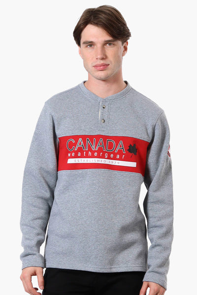 Canada Weather Gear Fleece Henley Sweatshirt - Grey - Mens Hoodies & Sweatshirts - International Clothiers