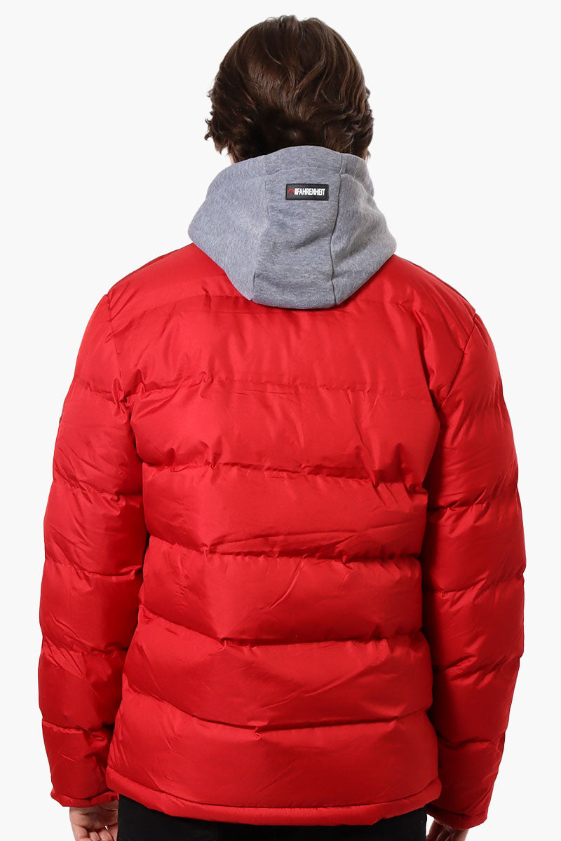 Fahrenheit Fleece Hood Bubble Bomber Jacket - Red - Mens Bomber Jackets - International Clothiers