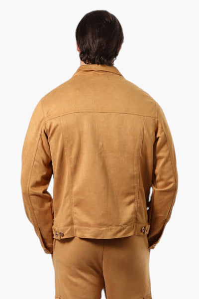 Urbanology Button Up Suede Trucker Lightweight Jacket - Caramel - Mens Lightweight Jackets - International Clothiers