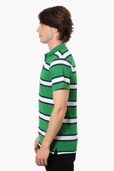 Vroom & Dreesman Striped Button Up Polo Shirt - Green - Mens Polo Shirts - International Clothiers