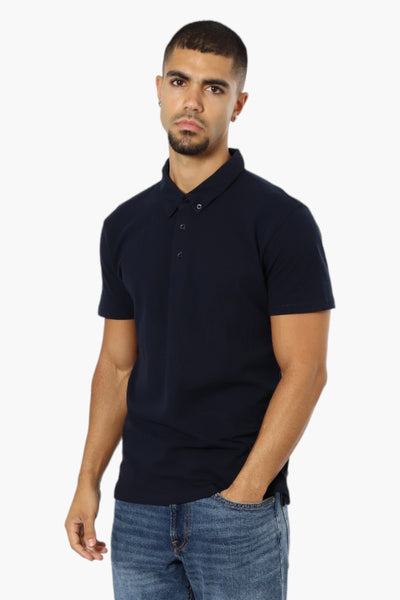 Jay Y. Ko Button Down Solid Polo Shirt - Navy - Mens Polo Shirts - International Clothiers