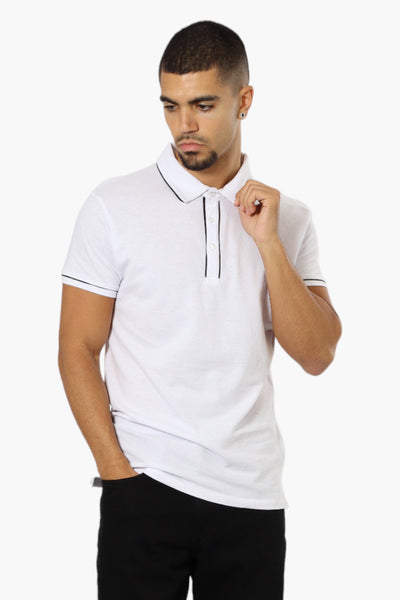 Jay Y. Ko Solid Piping Detail Polo Shirt - White - Mens Polo Shirts - International Clothiers
