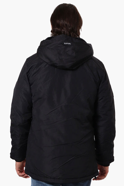 Super Triple Goose Faux Fur Lined Hood Parka Jacket - Black - Mens Parka Jackets - International Clothiers