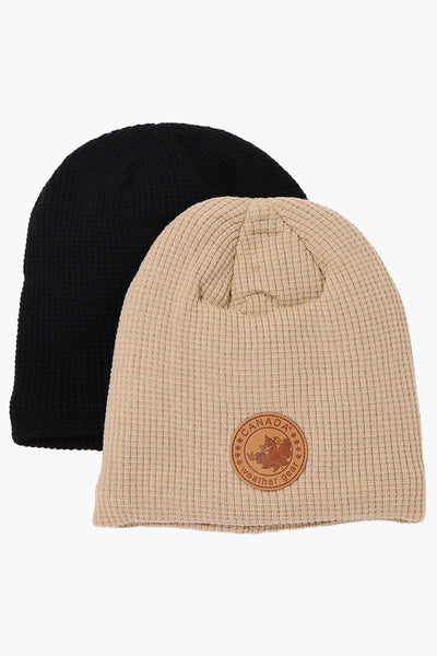 Canada Weather Gear 2 Pack Plush Lined Beanie Hat - Beige - Mens Hats - International Clothiers