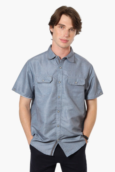 Vroom & Dreesmann Button Up Flap Pocket Casual Shirt - Grey - Mens Casual Shirts - International Clothiers