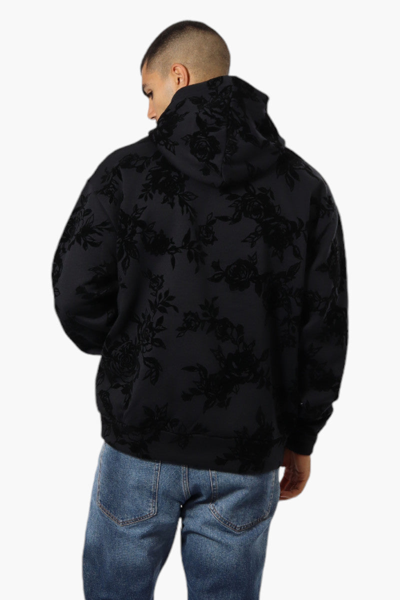 Essentials By Drill Clothing Flocked Floral Drop Shoulder Hoodie - Black - Mens Hoodies & Sweatshirts - International Clothiers