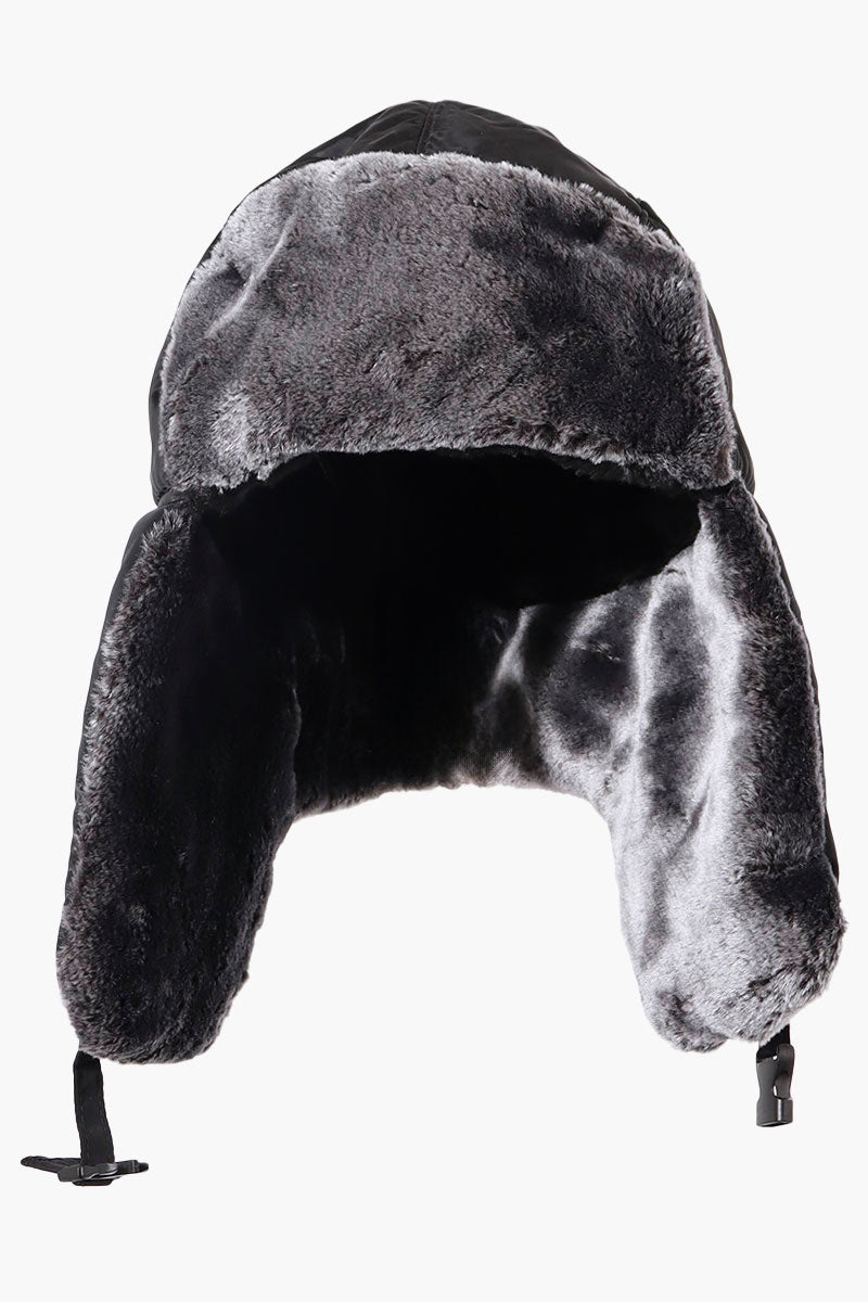 Canada Weather Gear Faux Fur Lined Trapper Hat - Black - Mens Hats - International Clothiers