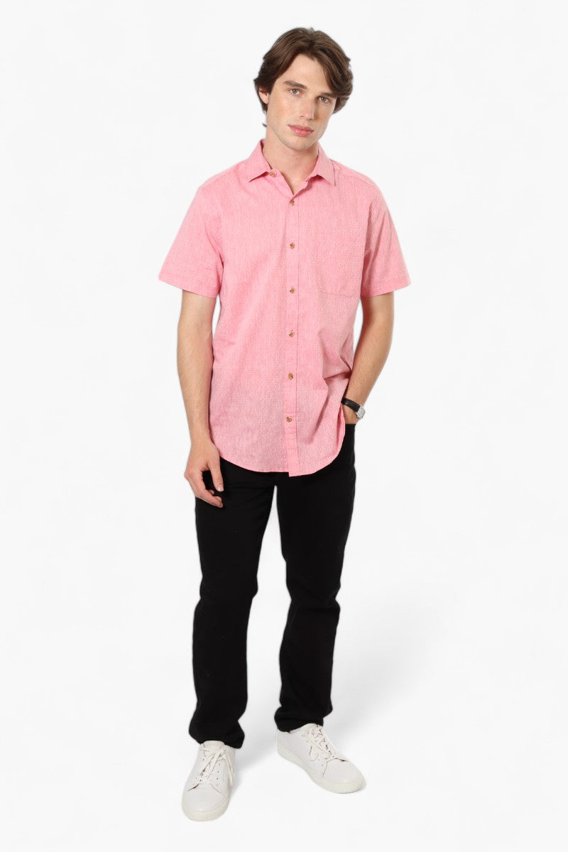 Jay Y. Ko Button Up Linen Casual Shirt - Pink - Mens Casual Shirts - International Clothiers