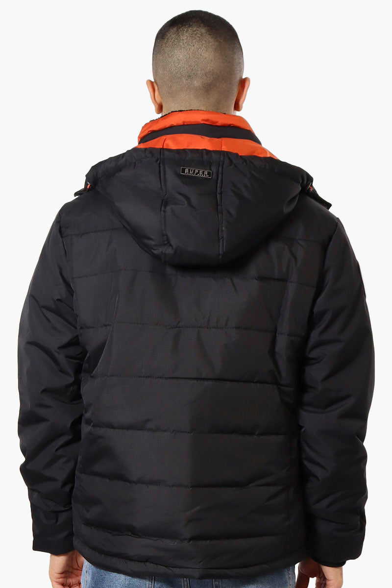 Super Triple Goose Contrast Detail Bubble Bomber Jacket - Black - Mens Bomber Jackets - International Clothiers