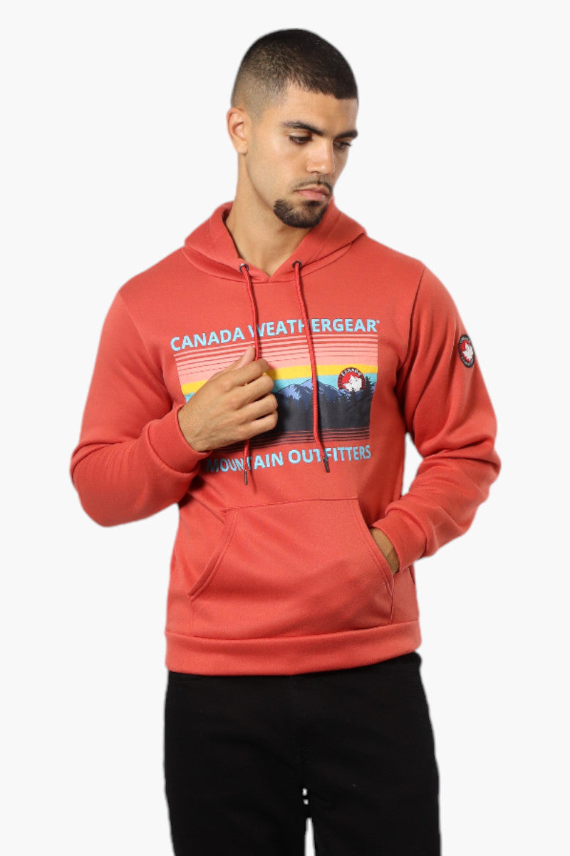 Canada Weather Gear Mountain Outfitters Print Hoodie - Coral - Mens Hoodies & Sweatshirts - International Clothiers