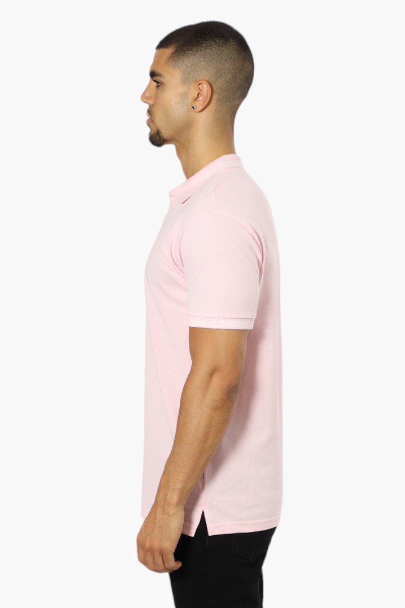 Jay Y. Ko Striped Detail V-Neck Polo Shirt - Pink - Mens Polo Shirts - International Clothiers
