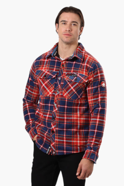 Canada Weather Gear Plaid Fleece Button Up Shacket - Navy - Mens Lightweight Jackets - International Clothiers