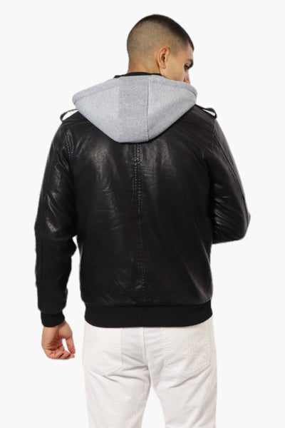 Refinery Republic Hooded Vegan Leather Moto Jacket - Black - Mens Moto Jackets - International Clothiers