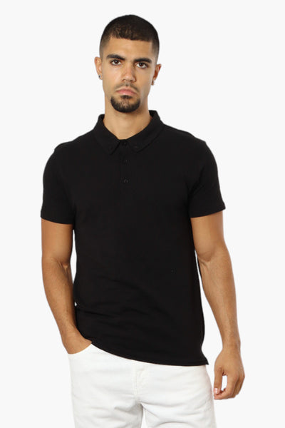 Jay Y. Ko Button Down Solid Polo Shirt - Black - Mens Polo Shirts - International Clothiers
