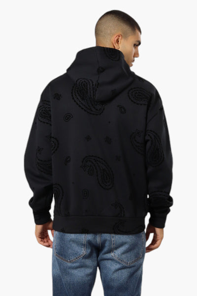 Essentials By Drill Clothing Flocked Patterned Drop Shoulder Hoodie - Black - Mens Hoodies & Sweatshirts - International Clothiers