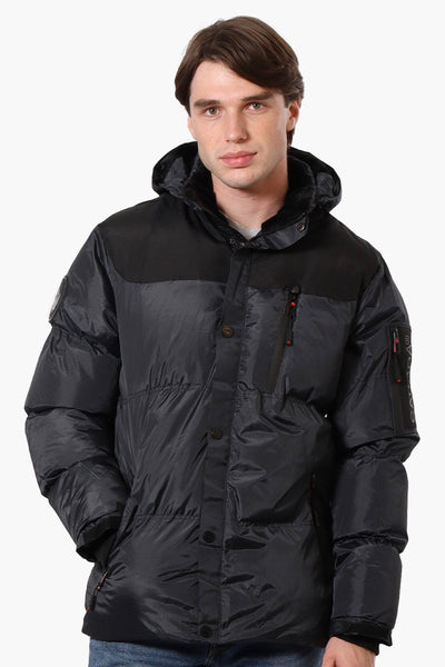 Canada Weather Gear Mouton Lined Grid Pattern Bomber Jacket - Black - Mens Bomber Jackets - International Clothiers