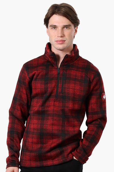 Canada Weather Gear Plaid Half Zip Sweatshirt - Red - Mens Hoodies & Sweatshirts - International Clothiers