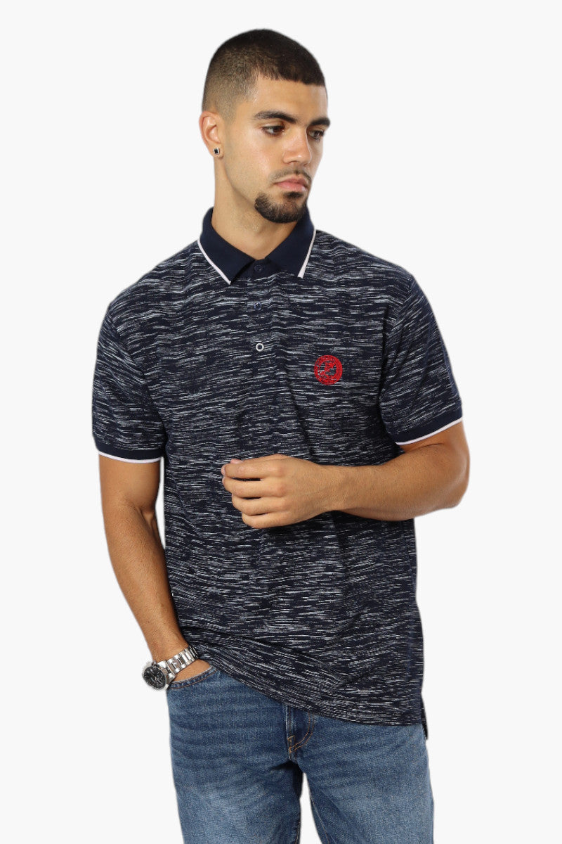 Canada Weather Gear Patterned Stripe Detail Polo Shirt - Navy - Mens Polo Shirts - International Clothiers