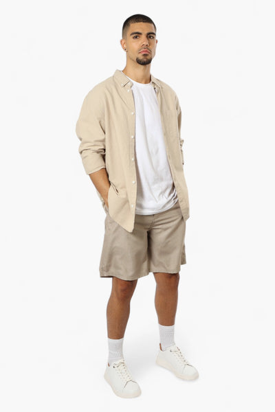 Vroom & Dreesmann Basic Button Fly Shorts - Beige - Mens Shorts & Capris - International Clothiers