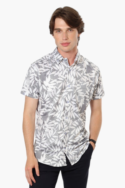 Jay Y. Ko Patterned Button Up Casual Shirt - White - Mens Casual Shirts - International Clothiers