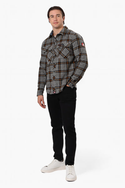 Canada Weather Gear Plaid Fleece Button Up Shacket - Grey - Mens Lightweight Jackets - International Clothiers