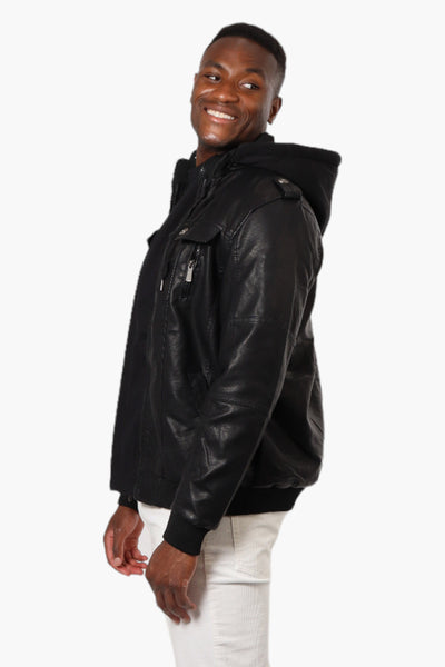 Randy River Hooded Vegan Leather Moto Jacket - Black - Mens Moto Jackets - International Clothiers