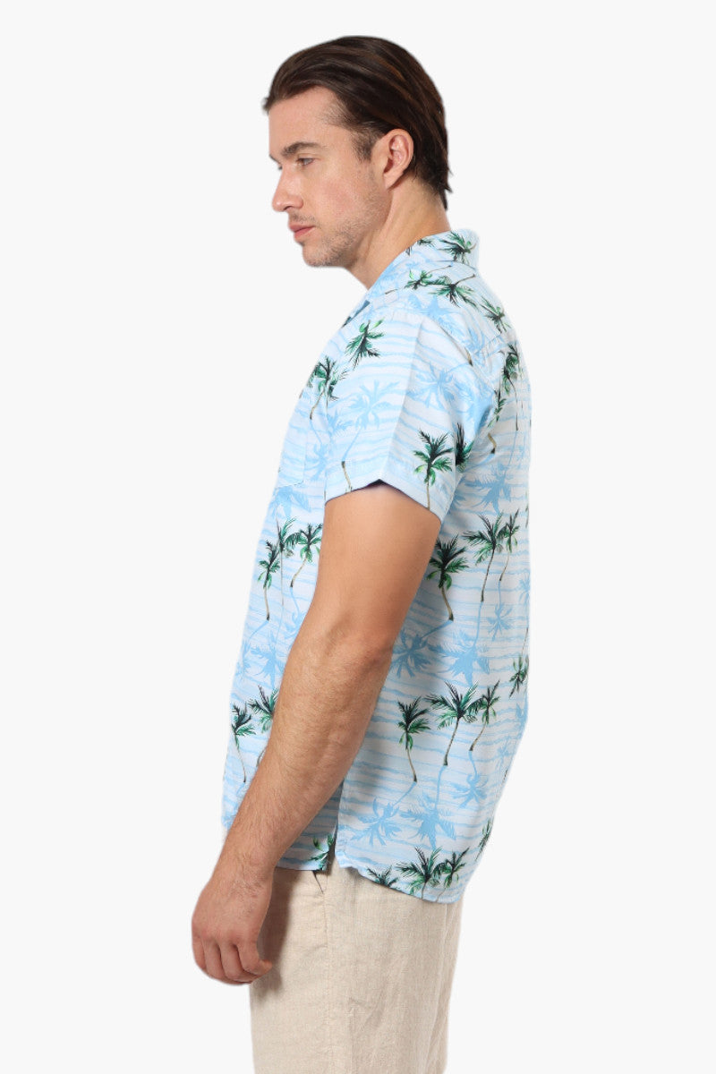 Boardsports Palm Tree Pattern Camp Collar Casual Shirt - Blue - Mens Casual Shirts - International Clothiers