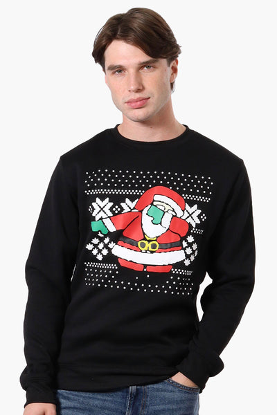 Ugly Christmas Sweater Dabbing Santa Print Christmas Sweater - Black - Mens Christmas Sweaters - International Clothiers