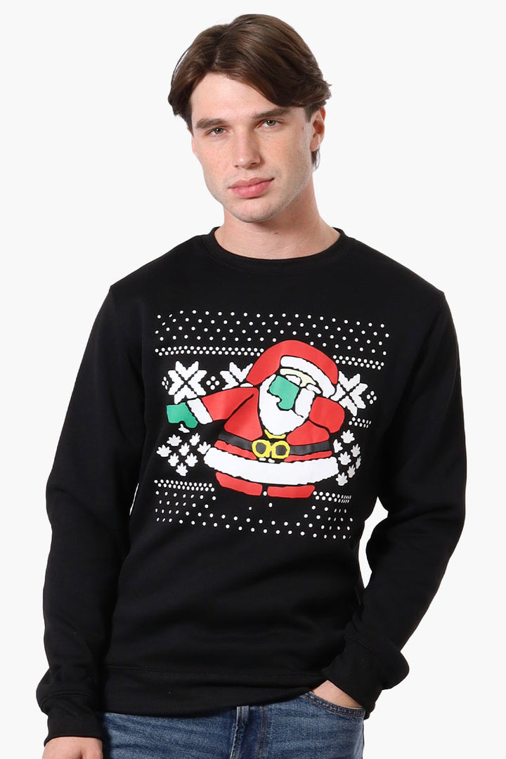 Ugly Christmas Sweater Dabbing Santa Print Christmas Sweater Black