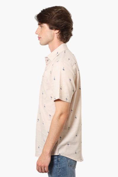 Jay Y. Ko Flamingo Pattern Button Up Casual Shirt - Beige - Mens Casual Shirts - International Clothiers