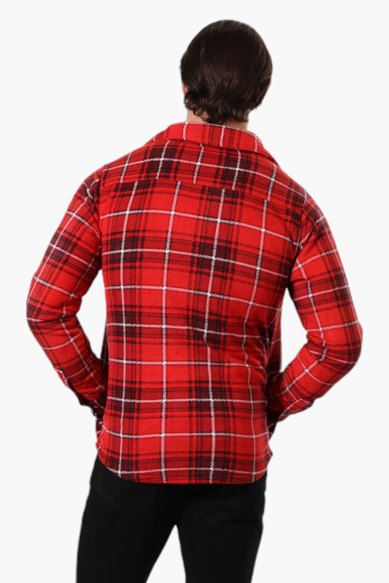 Canada Weather Gear Plaid Fleece Button Up Shacket - Red - Mens Lightweight Jackets - International Clothiers